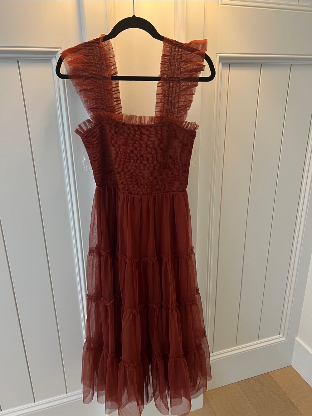 Baltic Born Rust Ruffled Midi Dress